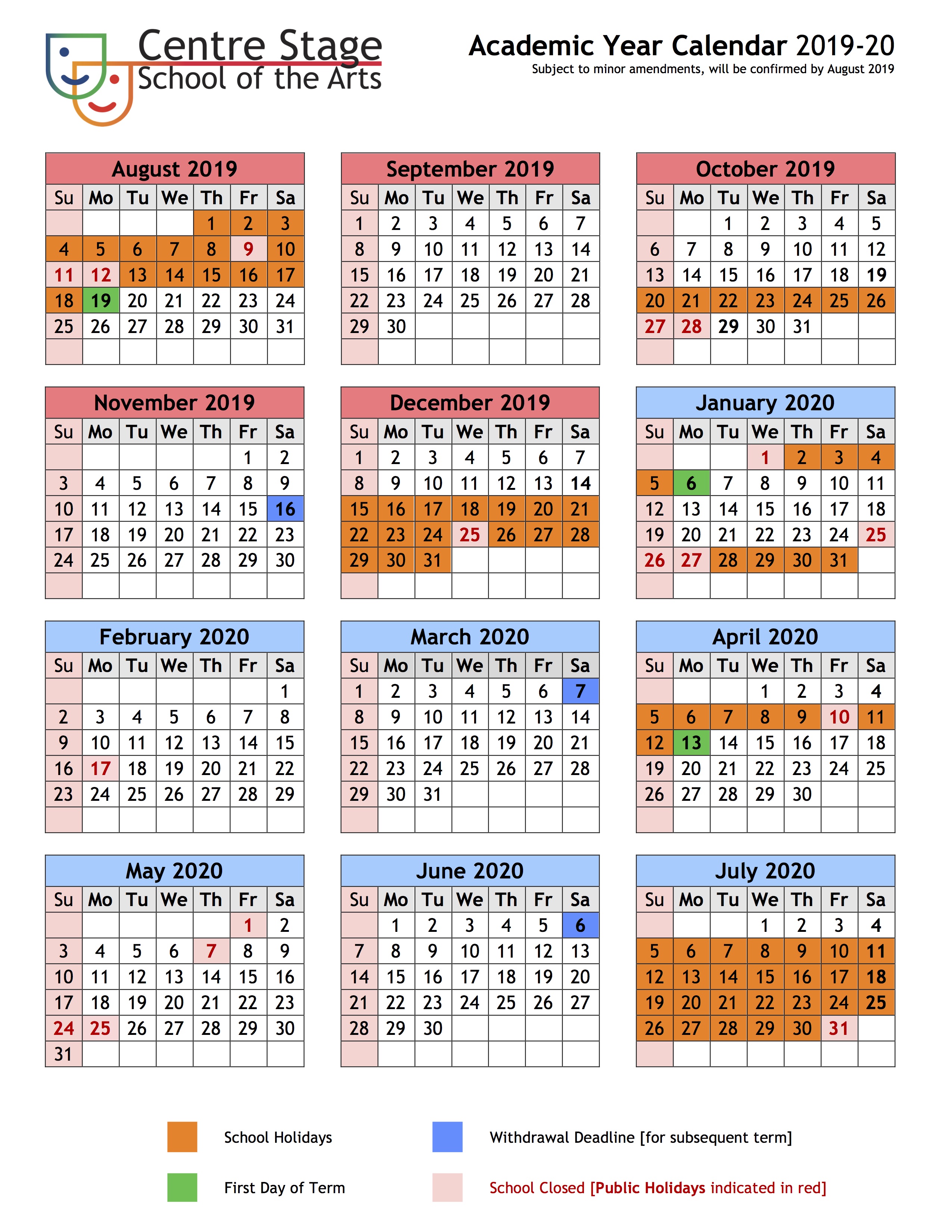 Singapore Calendar 2020 With School Holidays Paul Smith