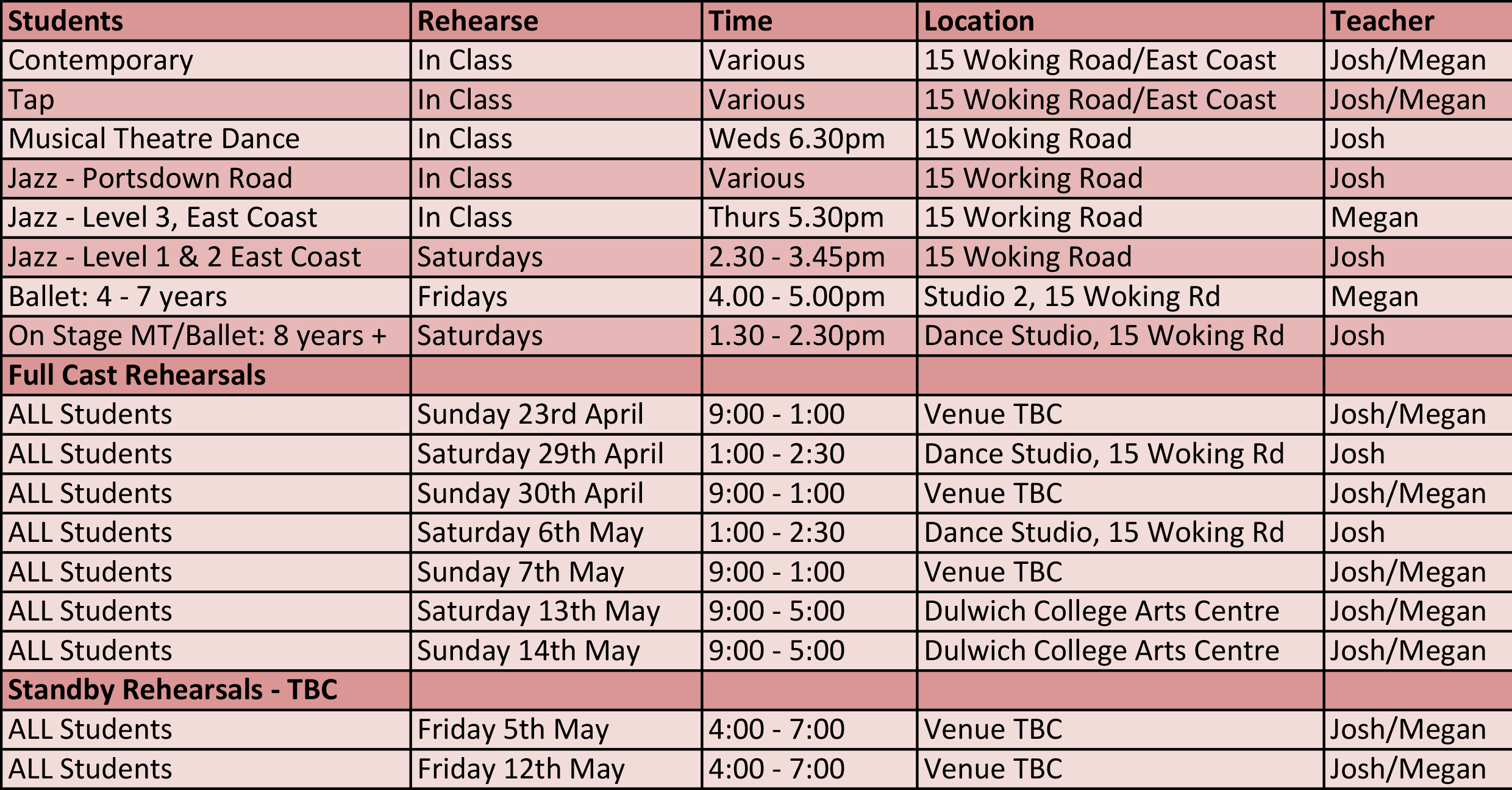 Red Windmill Rehearsal Schedule Centre Stage Red Windmill Rehearsal Schedule Centre Stage