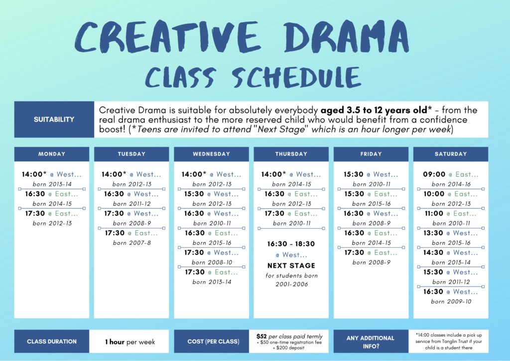 Creative Drama Schedule - Centre Stage